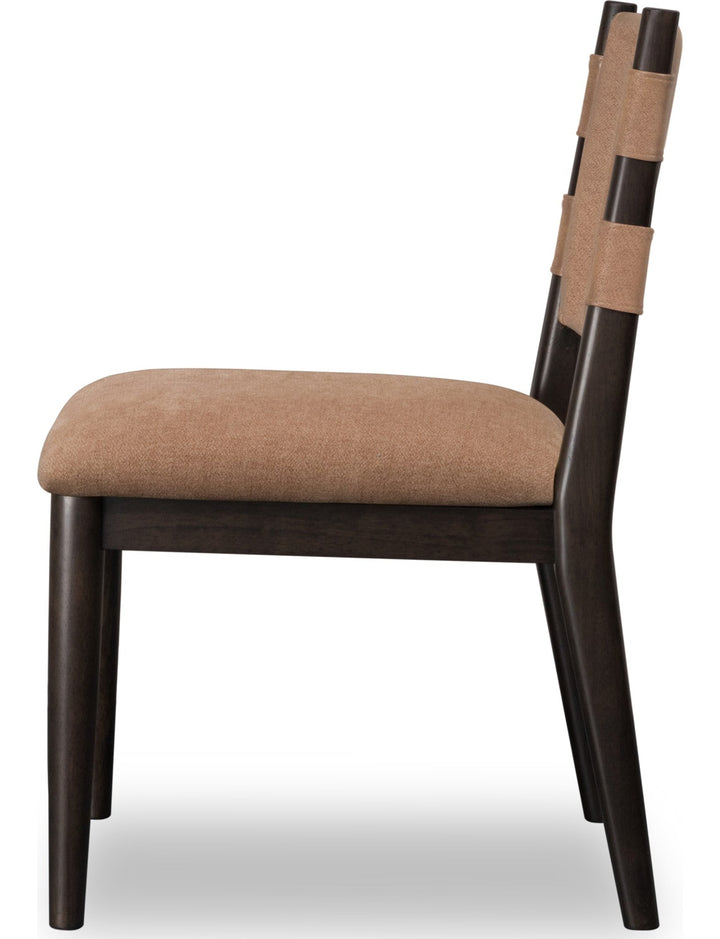 Koko Chenille Upholstered Dining Chair in Porcini and Minx — product view on a white background