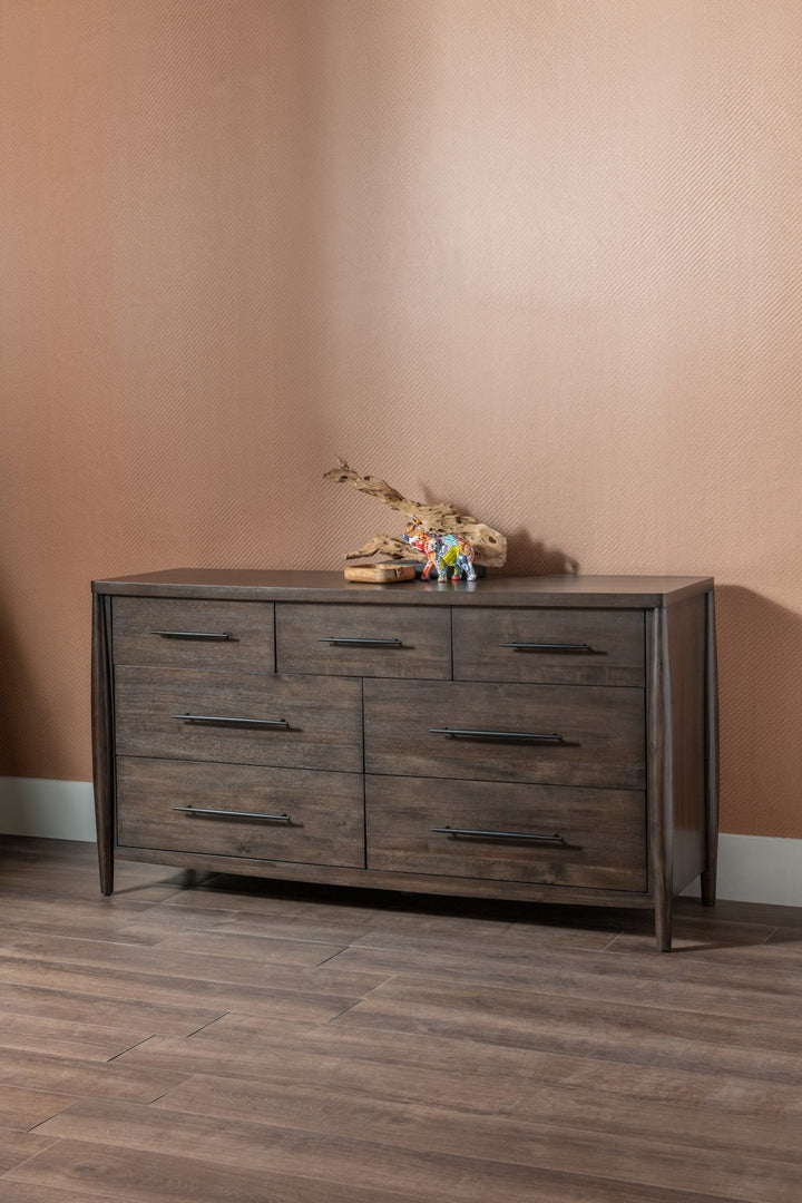 Koko Seven Drawer Dresser in Minx — styled in a room