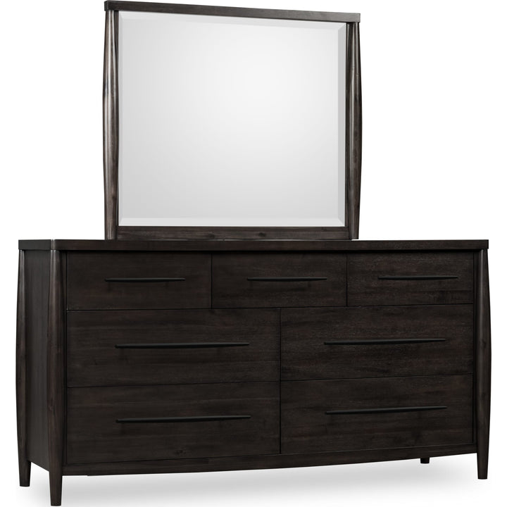 Koko Seven Drawer Dresser in Minx — on a white background with the matching mirror (sold separately)