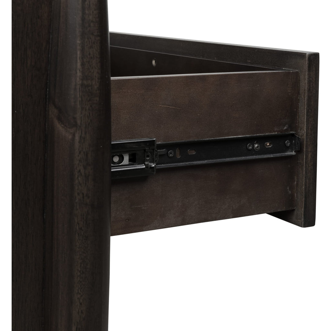 Koko Three Drawer Nightstand with Cord Management in Minx — detail view