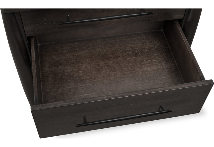 Koko Three Drawer Nightstand with Cord Management in Minx — detail view