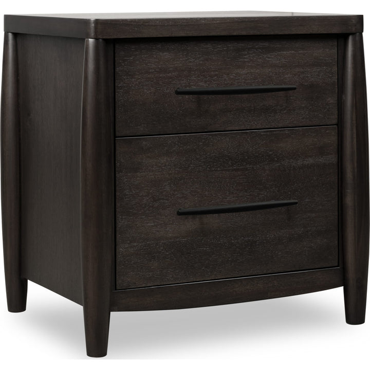 Koko Two Drawer Nightstand with Cord Management in Minx — on a white background