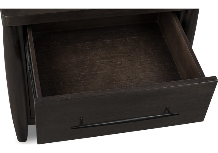 Koko Two Drawer Nightstand with Cord Management in Minx — detail view