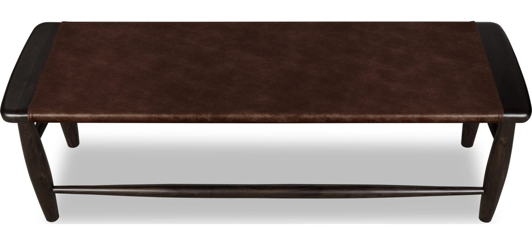 Koko Upholstered Bench in Minx — on a white background