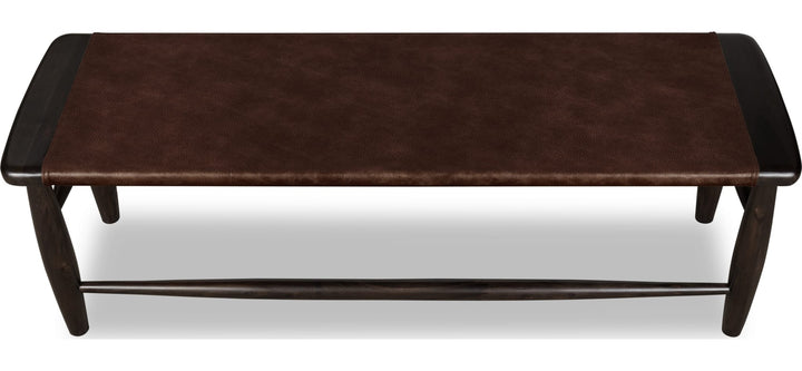 Koko Upholstered Bench in Minx — on a white background
