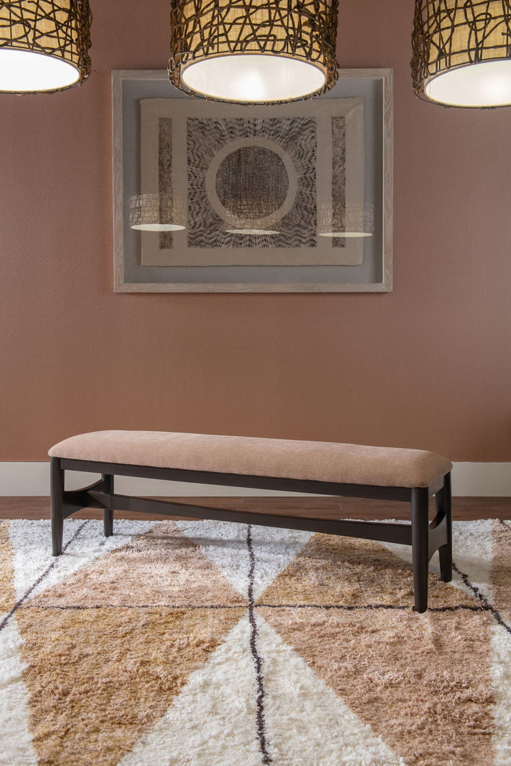 Koko Upholstered Dining Bench in Minx — lifestyle photo