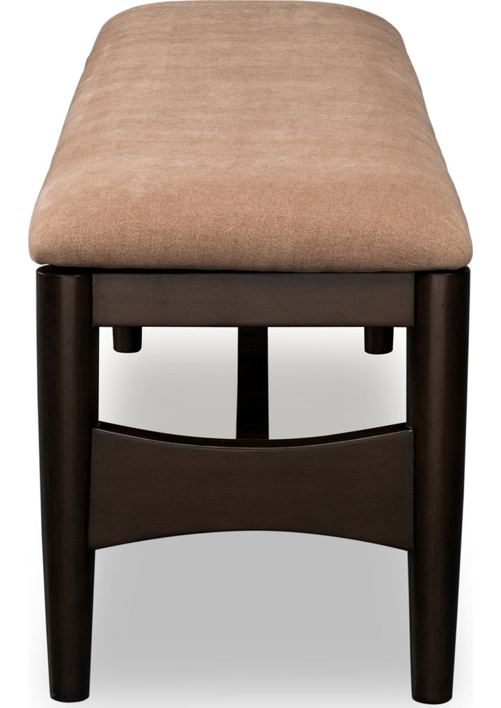 Koko Upholstered Dining Bench in Minx — product view on a white background