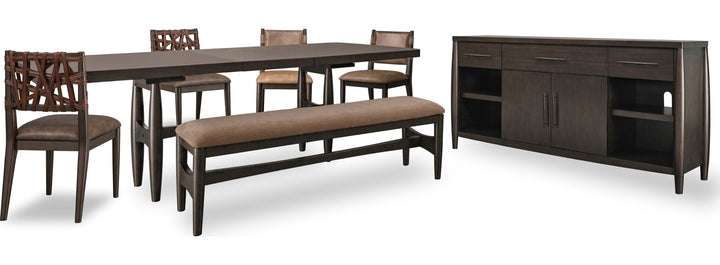 Koko Upholstered Dining Bench in Minx — product view on a white background