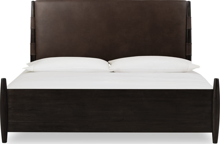 Koko Upholstered Panel Bed in Minx — white background, front view