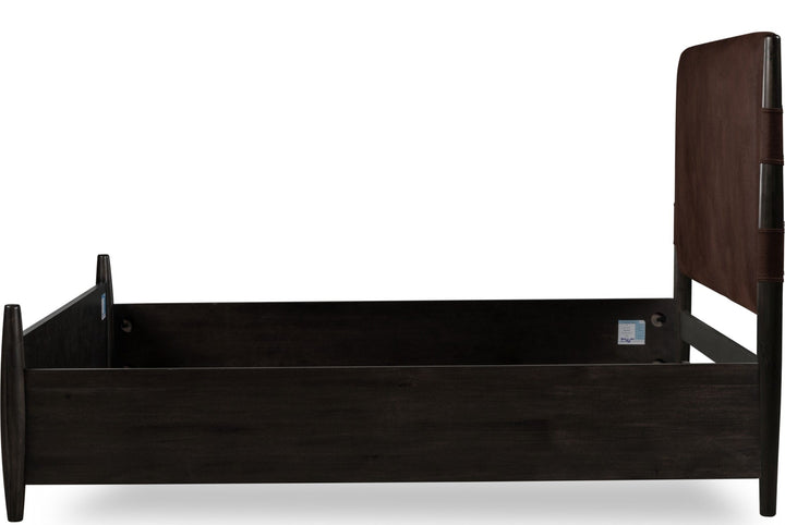 Koko Upholstered Panel Bed in Minx — side view without mattress