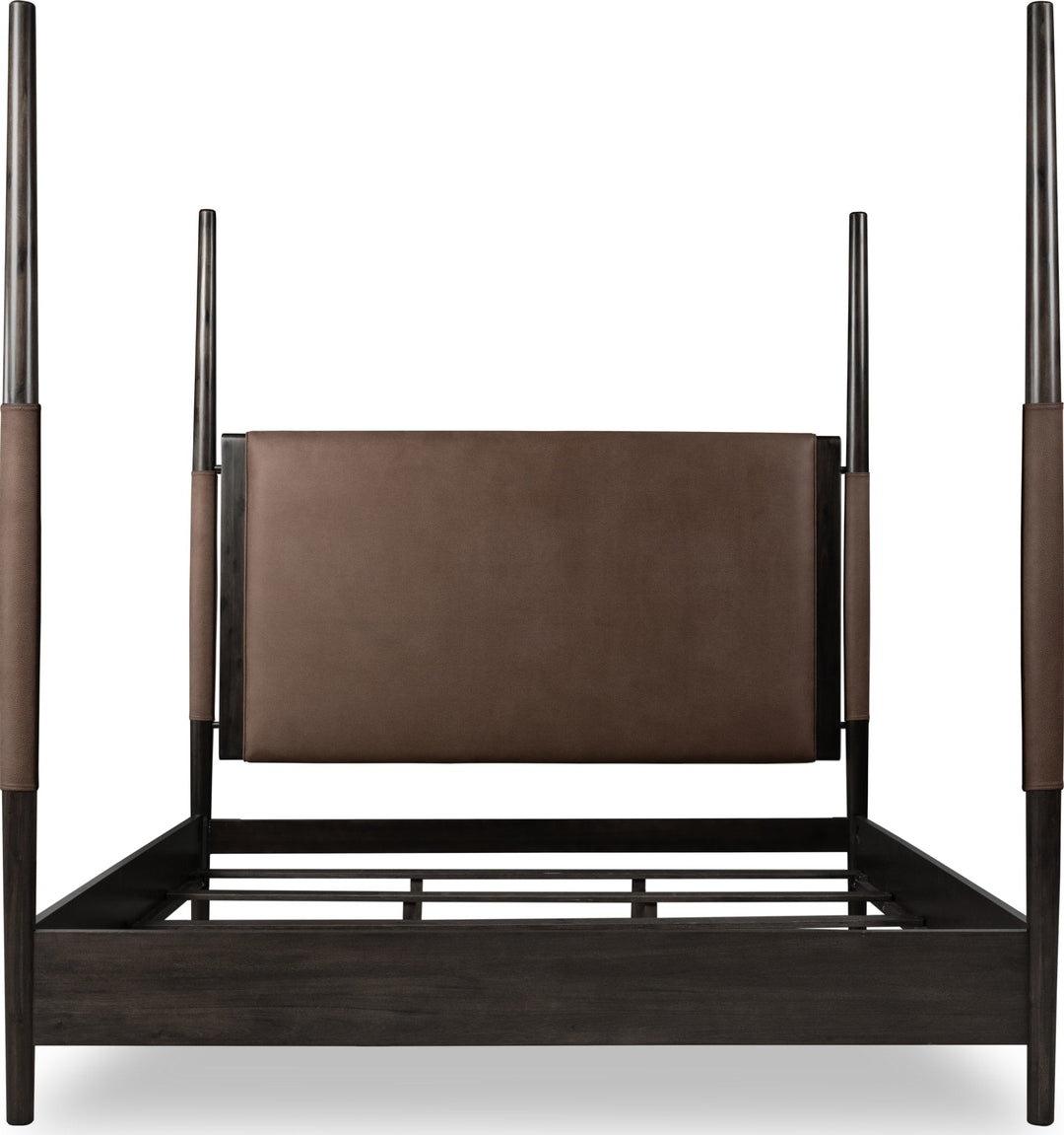 Koko Upholstered Poster Bed in Minx — front view without mattress