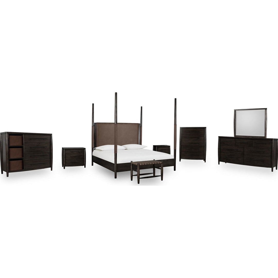Koko Upholstered Poster Bed in Minx — shown with the Koko bedroom group — white background