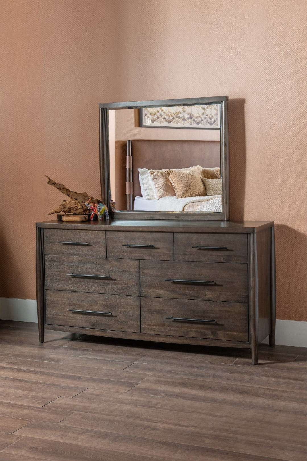 Koko Wall or Dresser Mirror in Minx — styled on the matching dresser (sold separately)