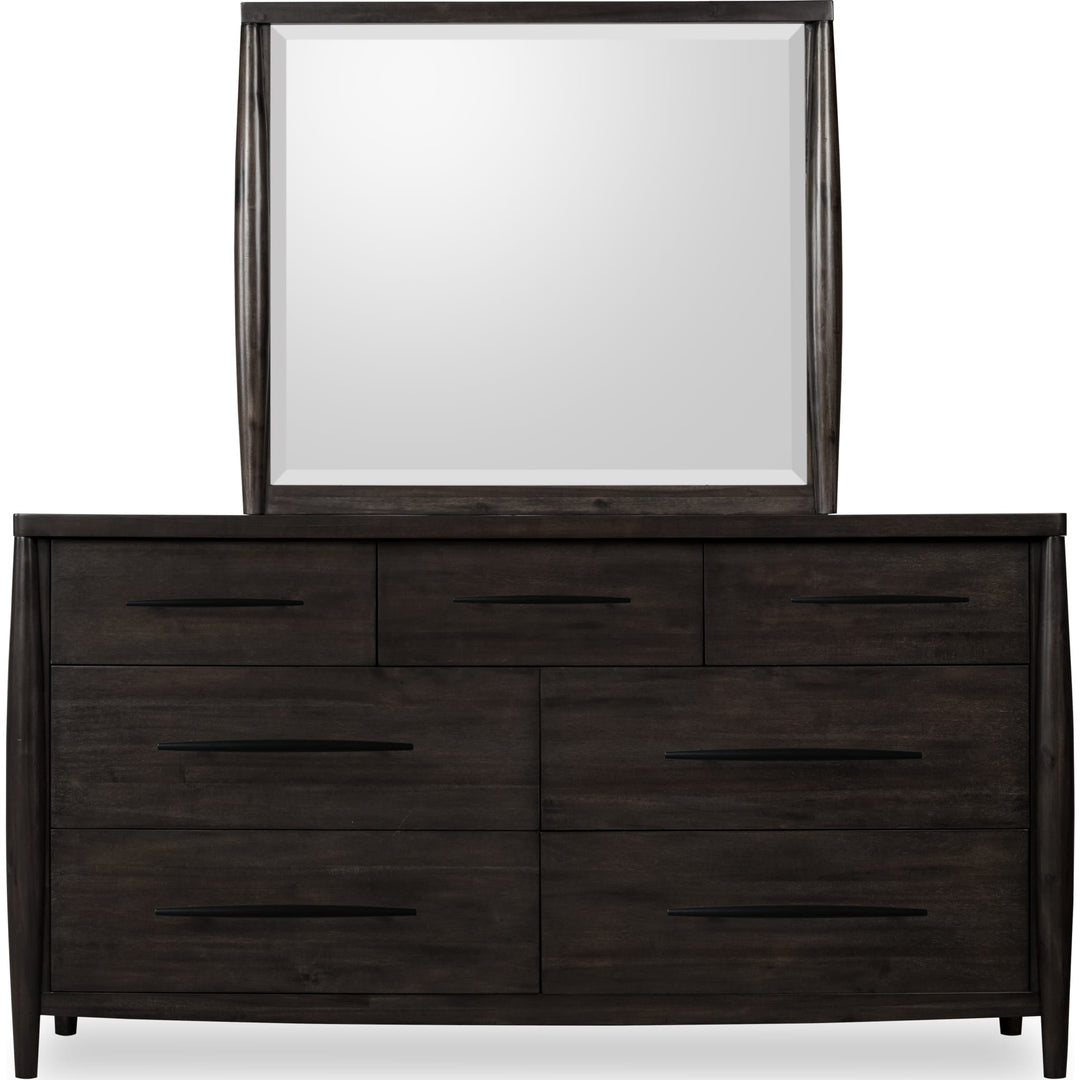 Koko Wall or Dresser Mirror in Minx — on a white background, mounted on the matching dresser (sold separately)