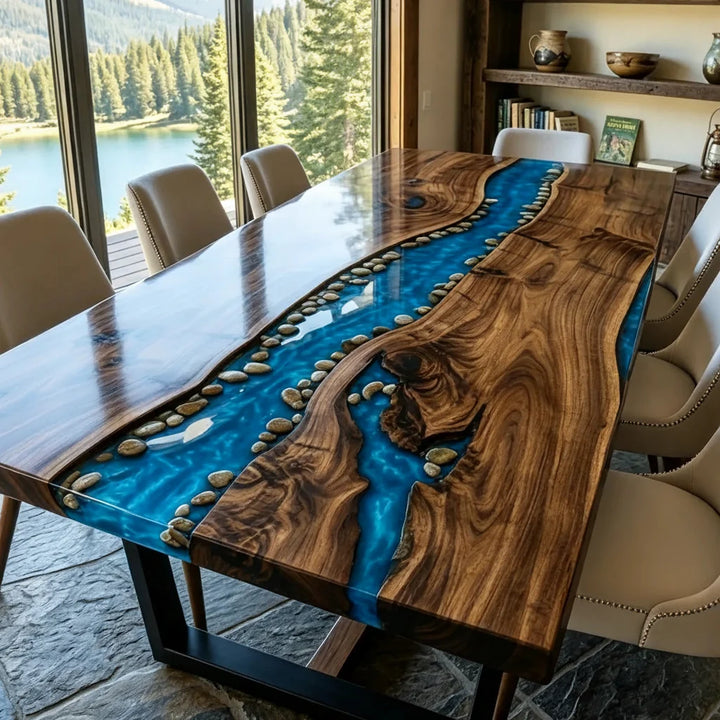 Alpine Black Walnut River Dining Table by Thomas Dawn