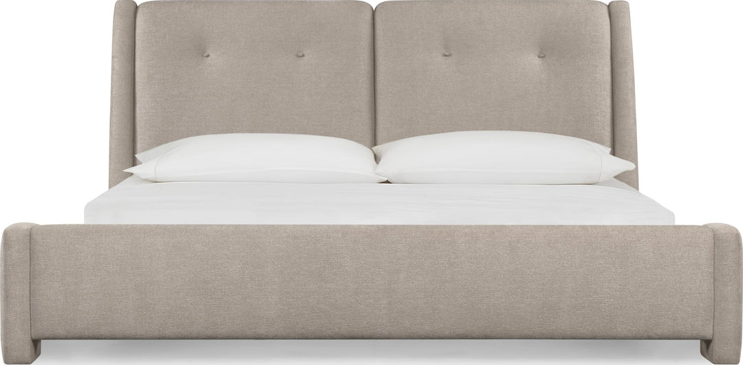 Langford Upholstered Bed in Moondust — white background, front view