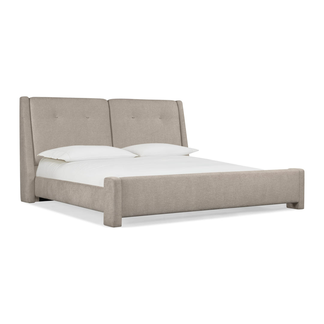 Langford Upholstered Bed by Modus in Moondust — white background, angled view