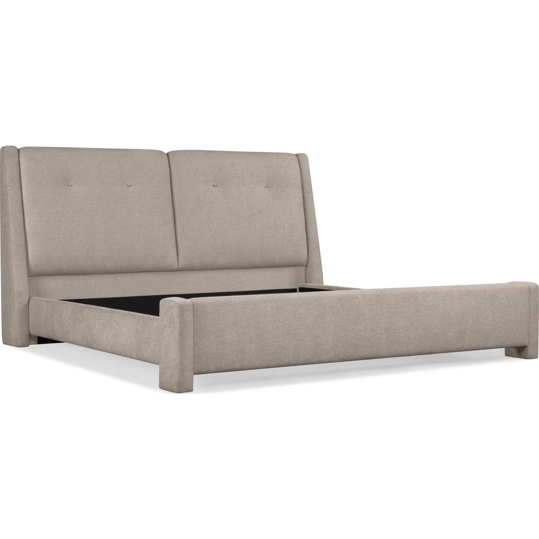 Langford Upholstered Bed in Moondust — angled view without mattress