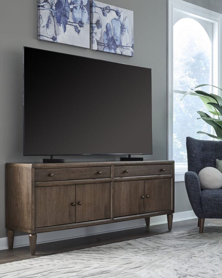 Langley 74" Entertainment Console in Autumn Forest — lifestyle photo