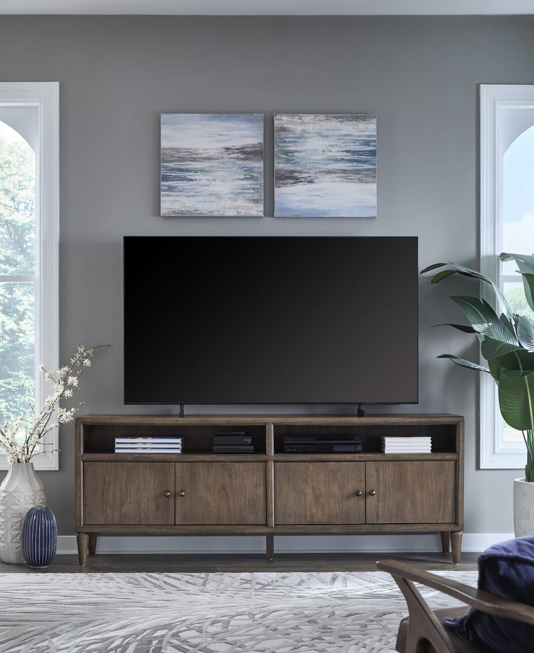 Langley 84" Entertainment Console in Autumn Forest — lifestyle photo