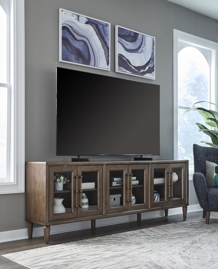 Langley 90" Entertainment Console in Autumn Forest — lifestyle photo