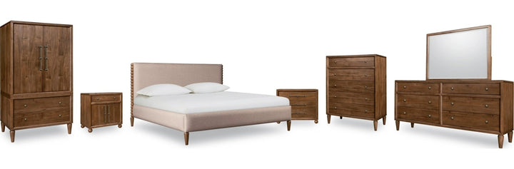 Langley Door Chest in Autumn Forest — shown with the matching bedroom group (sold separately)