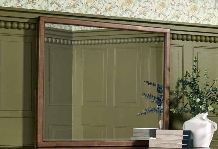 Langley Dresser Mirror in Autumn Forest — styled in a room