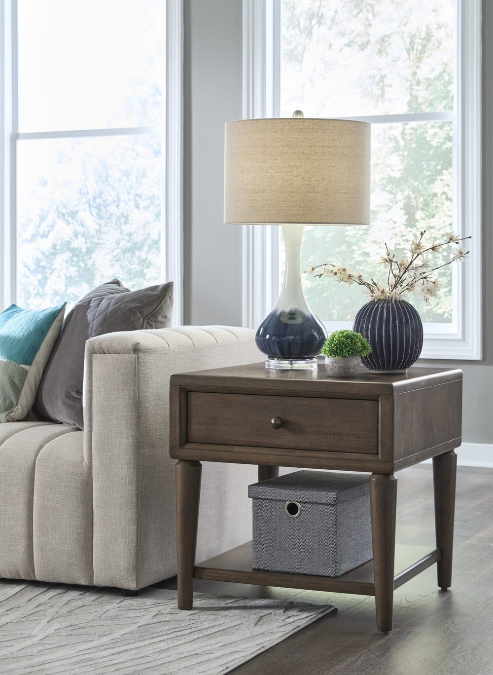 Langley End Table in Autumn Forest — lifestyle photo