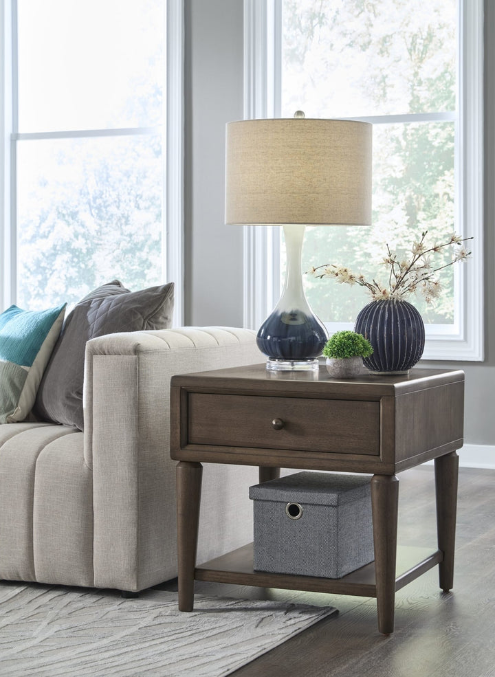 Langley End Table in Autumn Forest — lifestyle photo