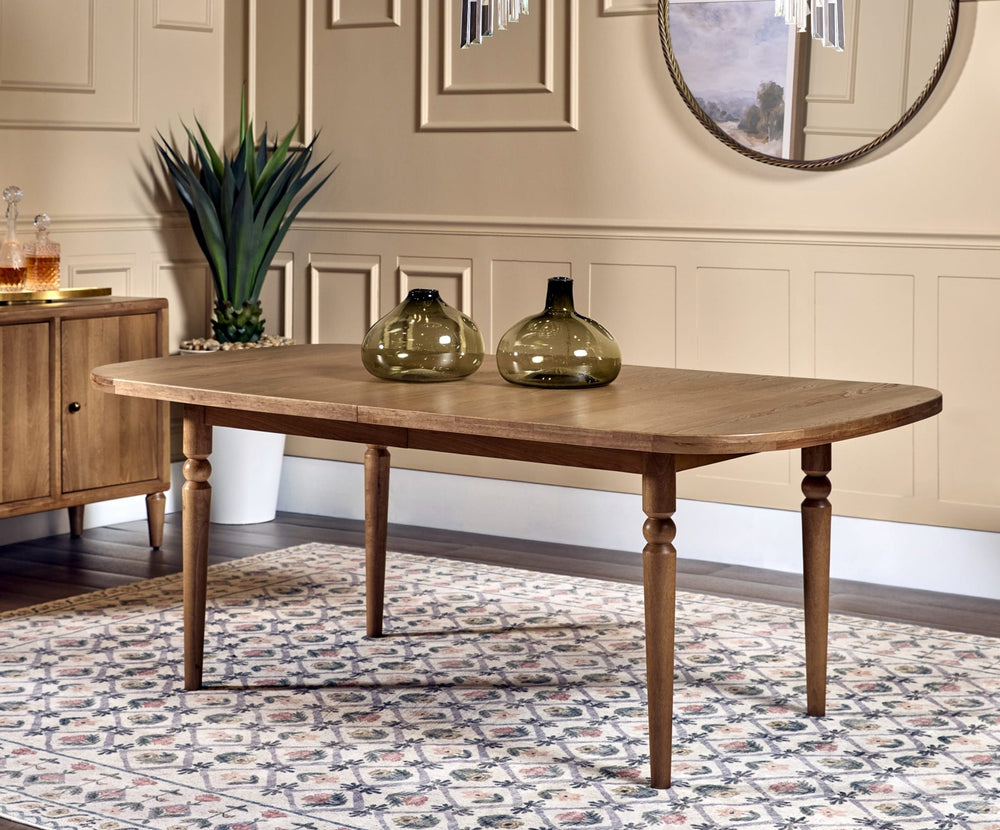 Langley Extendable Dining Table in Cabin Glow — lifestyle photo