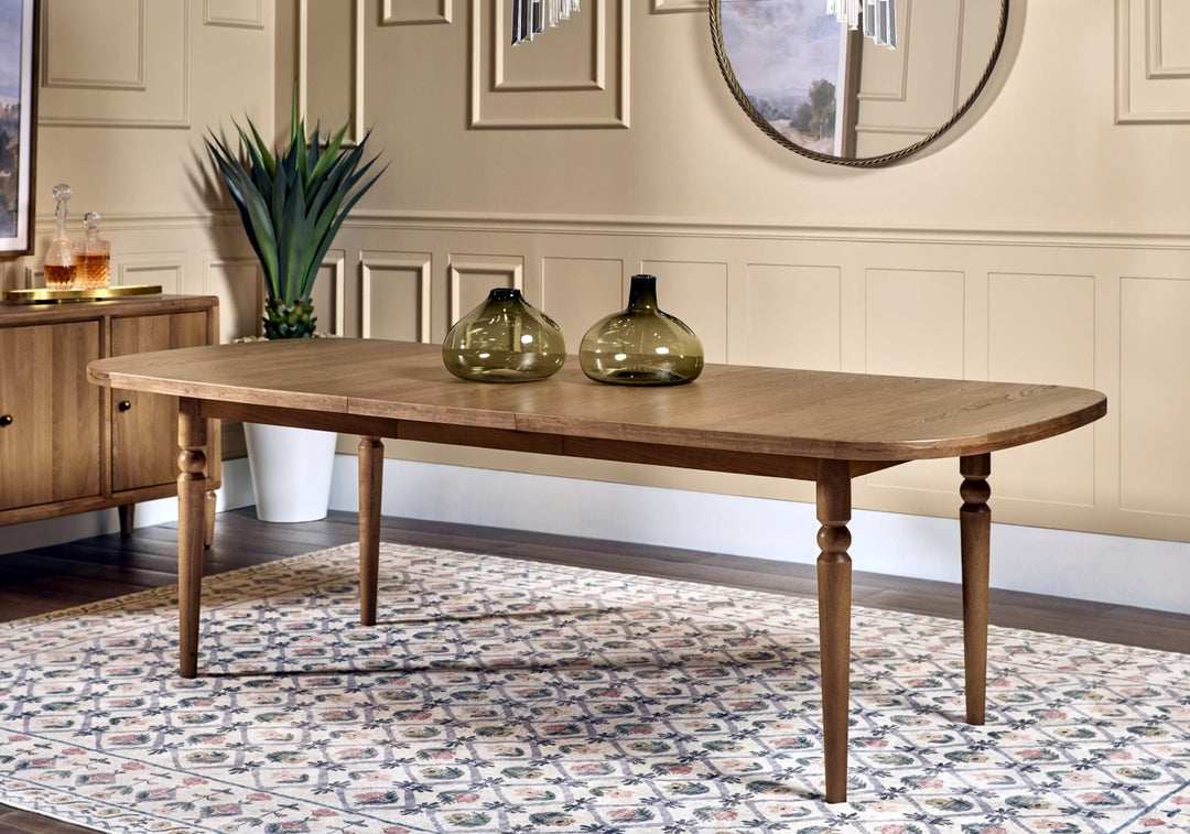 Langley Extendable Dining Table in Cabin Glow — lifestyle photo