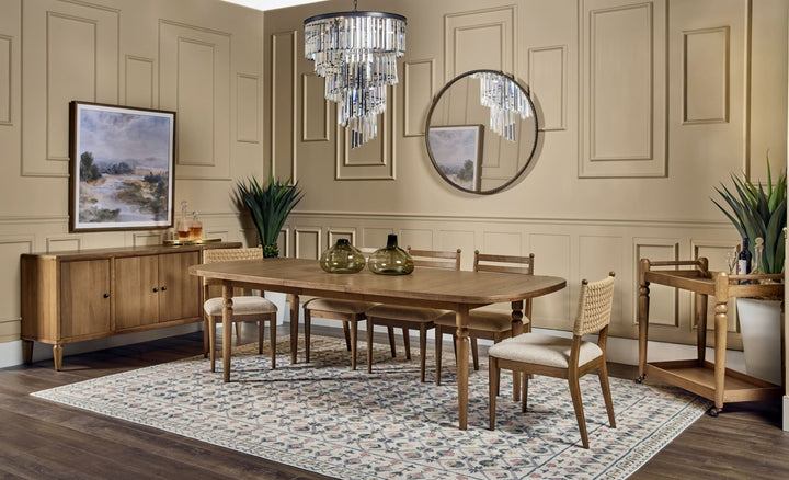 Langley Extendable Dining Table in Cabin Glow — lifestyle photo