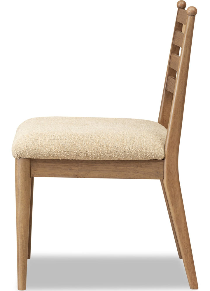Langley Ladder Back Dining Chair in Sourdough and Cabin Glow — product view on a white background