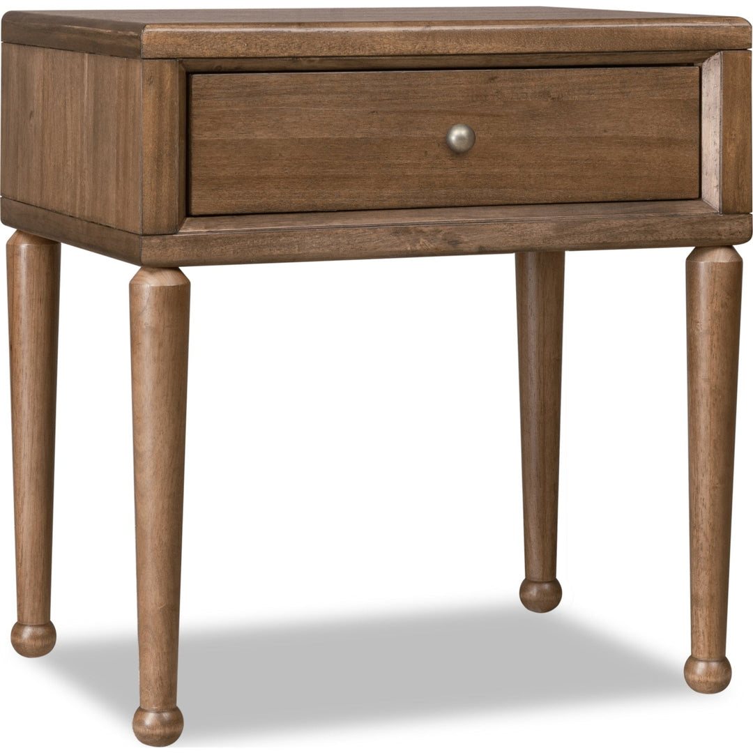 Langley One Drawer Nightstand with Cord Management in Autumn Forest — on a white background