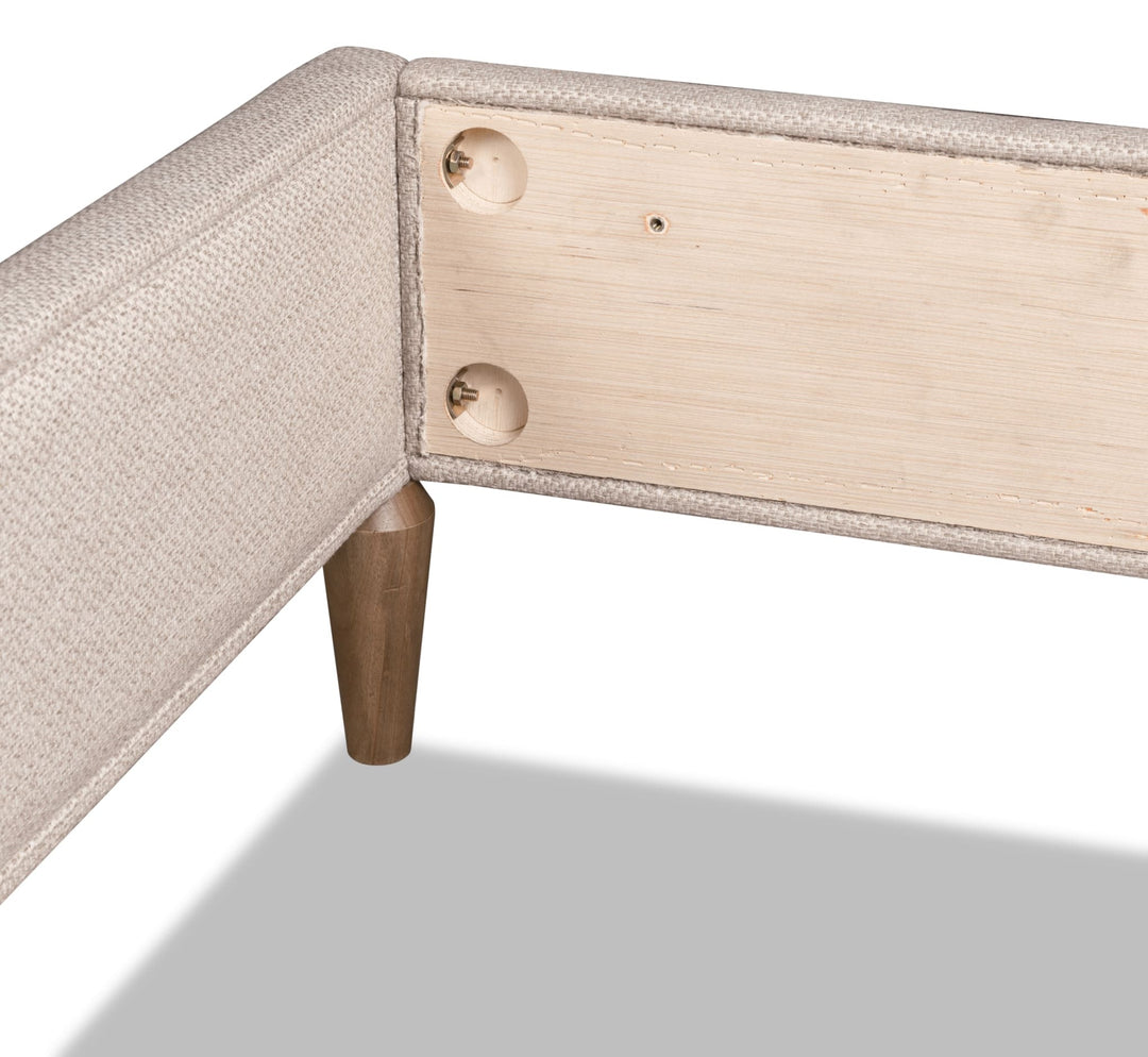 Langley Upholstered Bed — close-up of the rail fitting