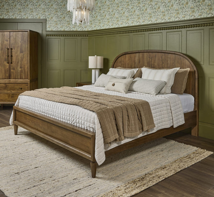 Langley Wood Bed styled in a bedroom