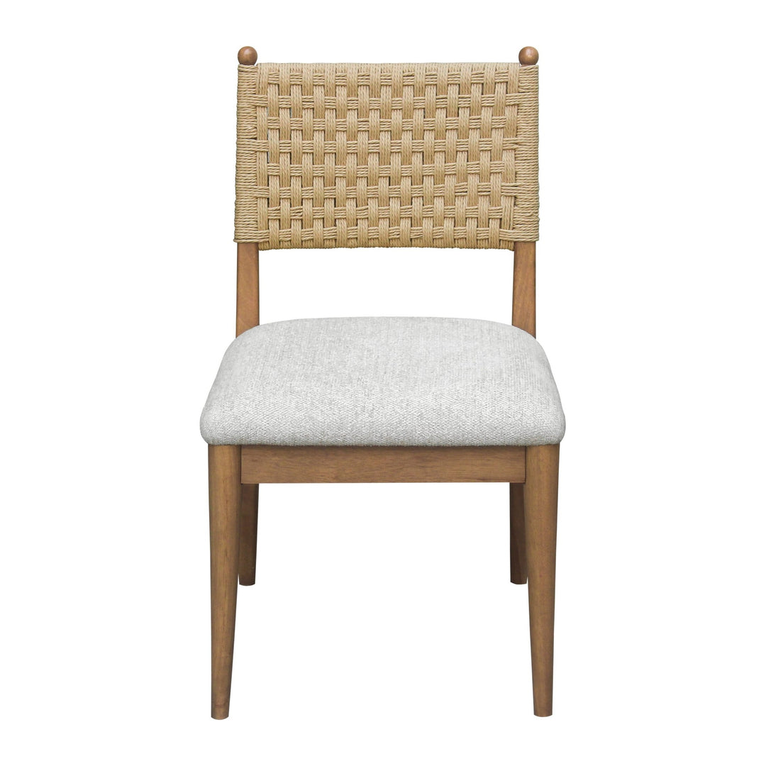 Langley Woven Back Dining Chair by Modus in Snow White and Cabin Glow — product view on a white background