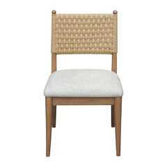 Langley Woven Back Dining Chair by Modus in Snow White and Cabin Glow — product view on a white background