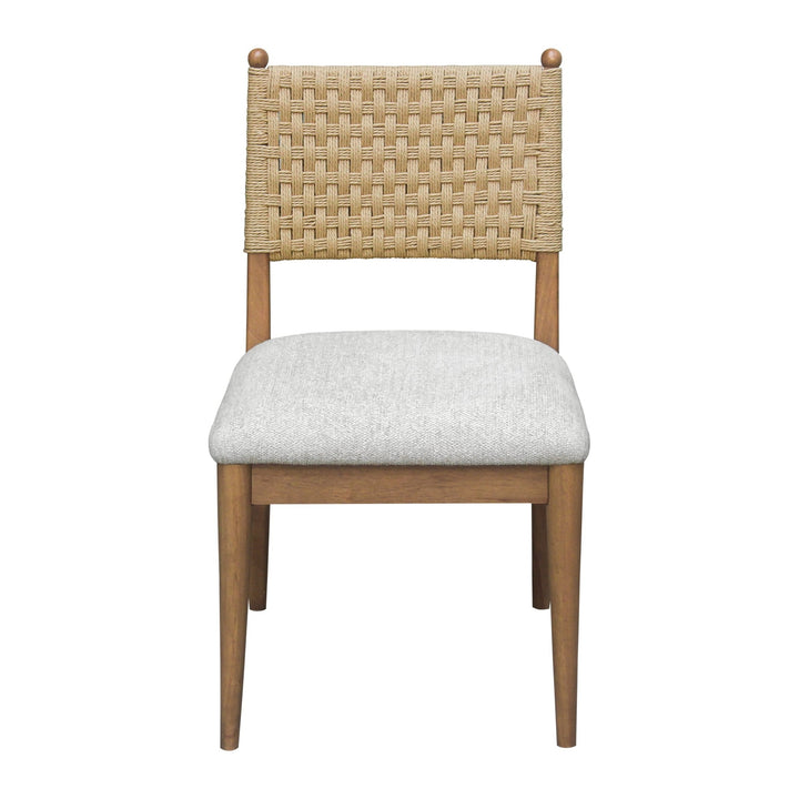 Langley Woven Back Dining Chair by Modus in Snow White and Cabin Glow — product view on a white background