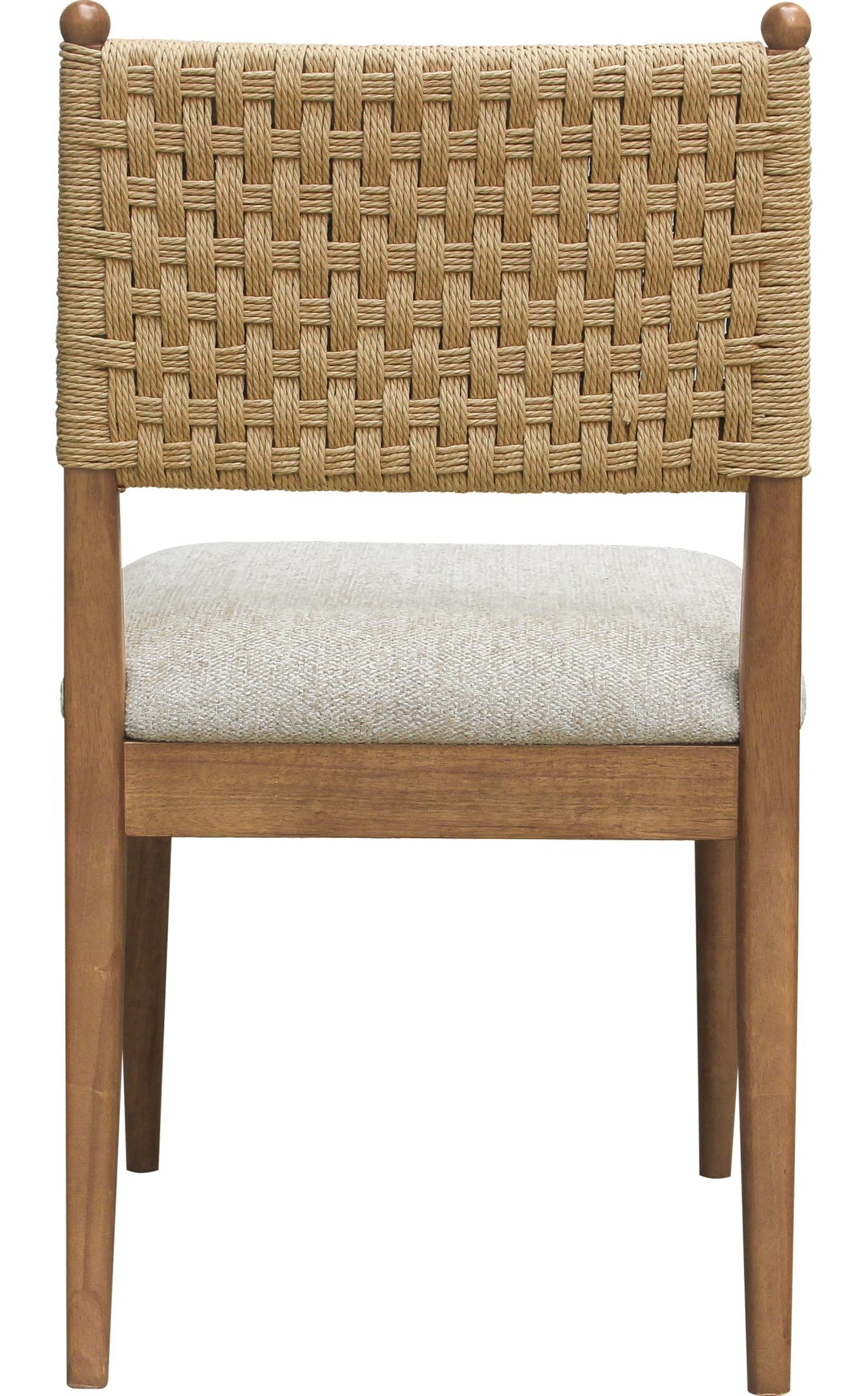 Langley Woven Back Dining Chair in Snow White and Cabin Glow — product view on a white background