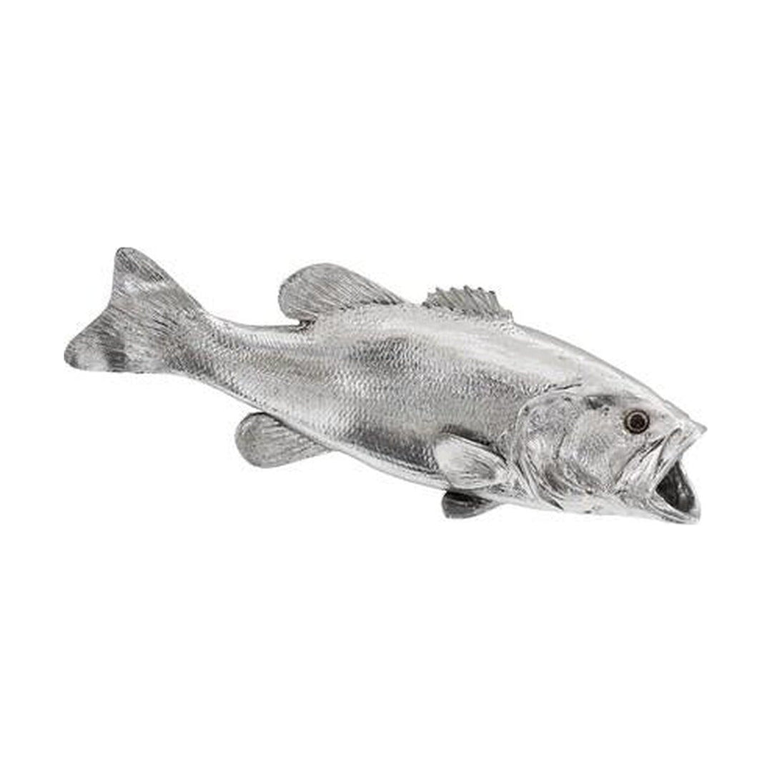 Large Mouth Bass Fish Wall Sculpture, Resin, Silver Leaf Phillips Collection
