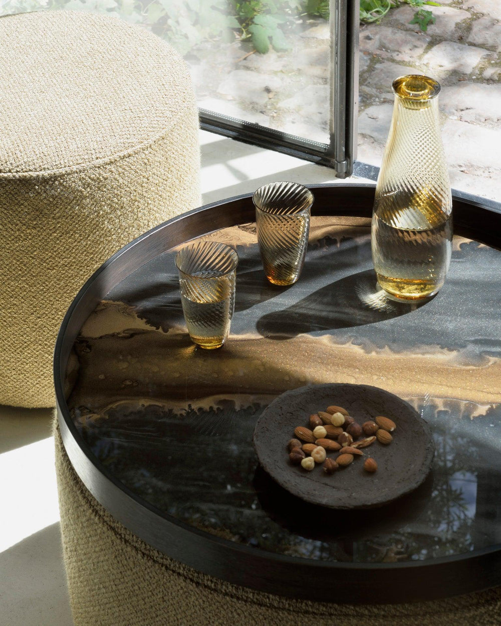Large Tray Round Coffee Table Set Ethnicraft
