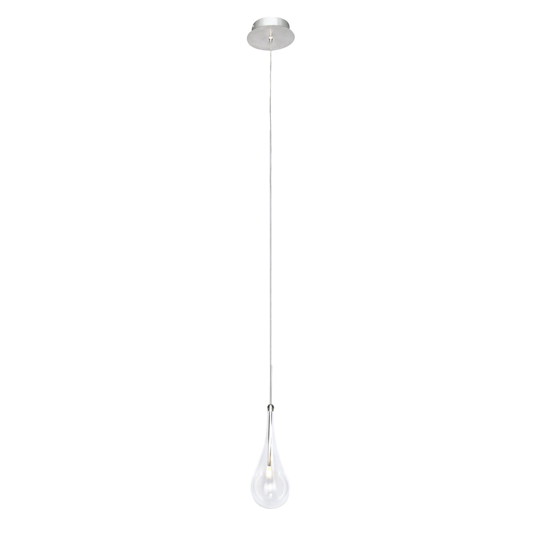 Larmes 1-Light LED Pendant by ET2 Lighting in Polished Chrome, front view