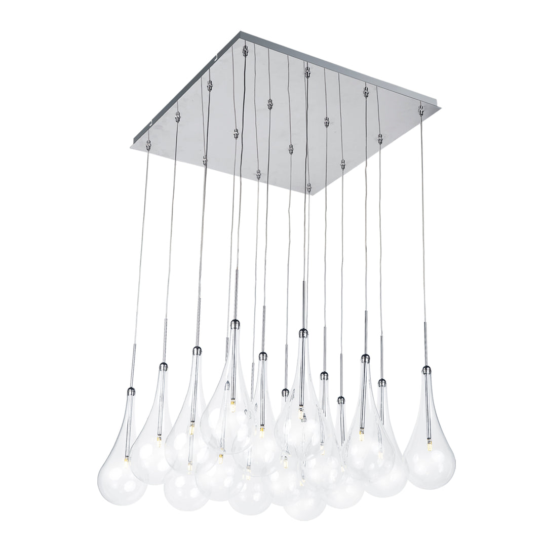 Larmes 16-Light LED Pendant by ET2 Lighting in Polished Chrome, front view