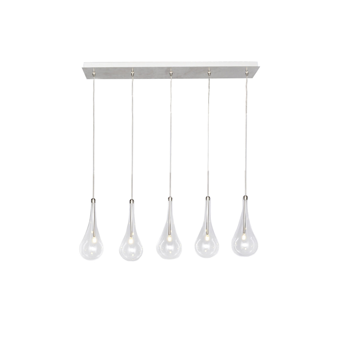 Larmes 5-Light LED Pendant by ET2 Lighting in Polished Chrome, front view