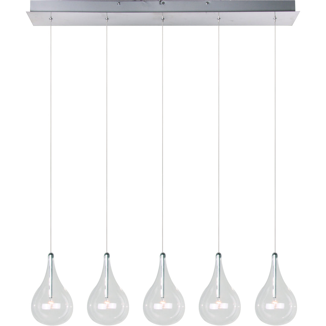 Larmes 5-Light Pendant by ET2 Lighting in Polished Chrome, front view