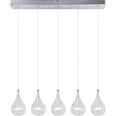 Larmes 5-Light Pendant by ET2 Lighting in Polished Chrome, front view