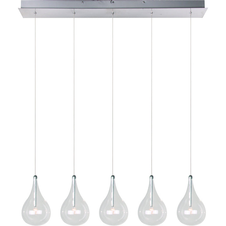 Larmes 5-Light Pendant by ET2 Lighting in Polished Chrome, front view