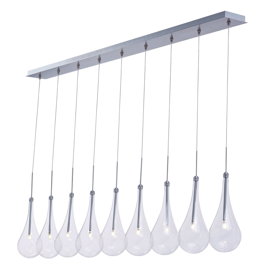 Larmes 9-Light LED Pendant by ET2 Lighting in Polished Chrome, front view