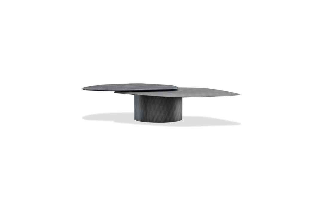 LAYER Coffee Table  in Noir Desir Bocciadato Ceramic Top/